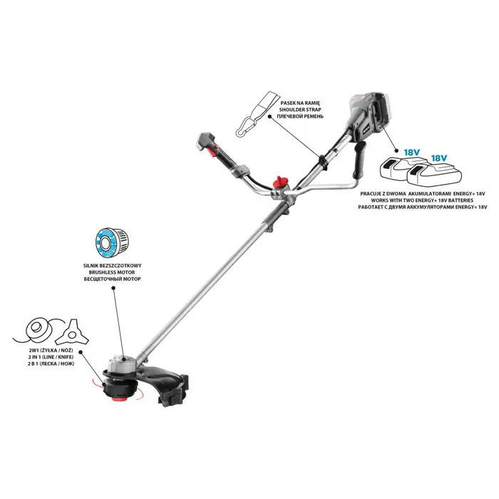 Brushless Cordless Scythe  350 mm Graphite ENERGY+ 36V without battery