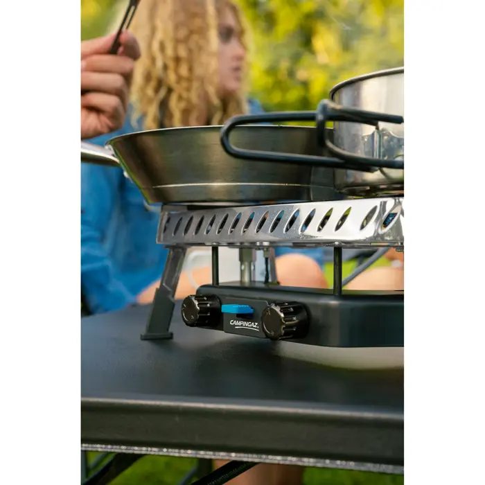 Campingaz Camp & Trek Twin Connect camping stove (silver/black, 2 hobs 2x 2 kW, for CV470 Plus)