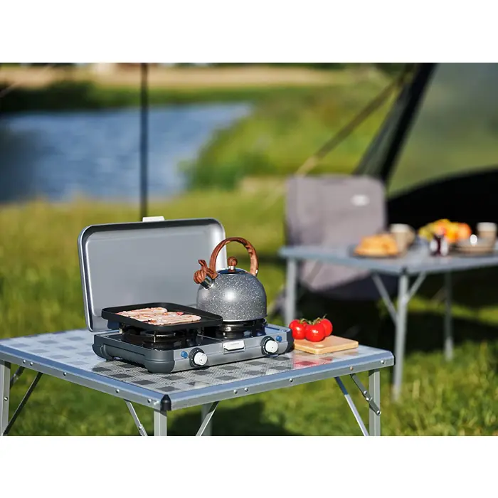 Campingaz Camping Kitchen 2 Grill & Go CV, gas cooker (grey/black, 2x 2kW, model 2023)