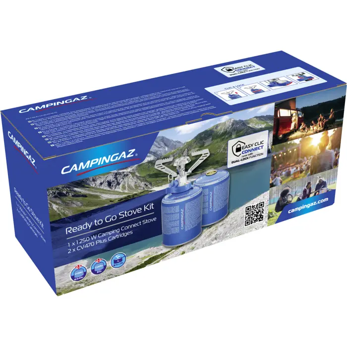 Campingaz Camping Stove Combo Camping Connect + 2 CV 470 Plus (silver/blue, 1.25 kW)