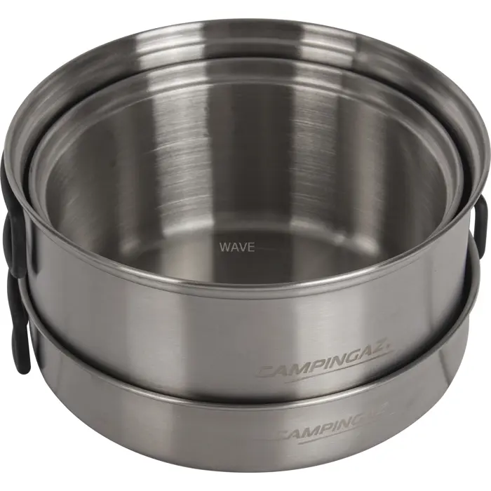 Campingaz pot set Camping Kit, 5 pieces (stainless steel, 2 pots + 2 lids + 1 pan)