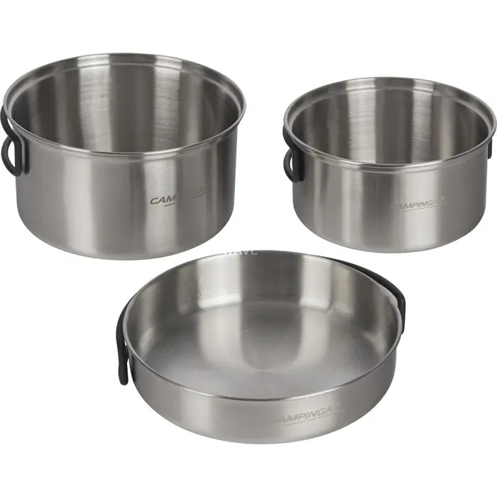 Campingaz pot set Camping Kit, 5 pieces (stainless steel, 2 pots + 2 lids + 1 pan)