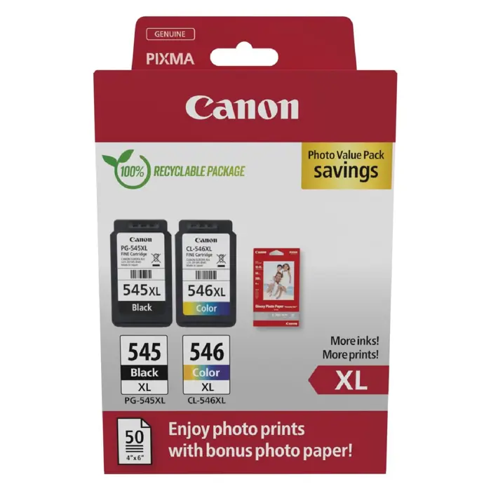 Canon Ink Photo Value Pack PG-545XL/CL-546XL (incl. 50 sheets of 10x15 photo paper)