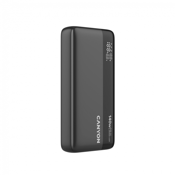 CANYON Power Bank PB-240, 25000mAh PD140W display power bank,Size160.0x82x27 mm Weight 508+-10g, Dark Grey