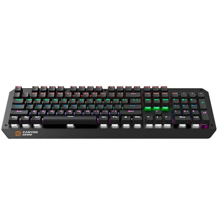 CANYON Wired multimedia gaming keyboard with lighting effect, 108pcs rainbow LED, Numbers 104keys, EN double injection layout, cable length 1.8M
