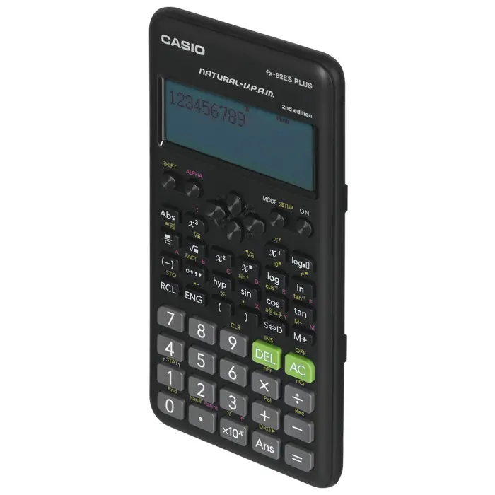 CASIO FX-82ESPLUS-2 CALCULATOR SCIENTIFIC, 252 FUNCTIONS, 77X162MM, BLACK, BOX