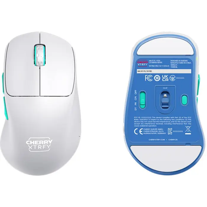 CHERRY XTRFY M64 Wireless, gaming mouse white/turquoise
