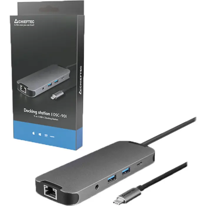 Chieftec DSC-901, docking station titanium, USB-C 3.2 Gen1