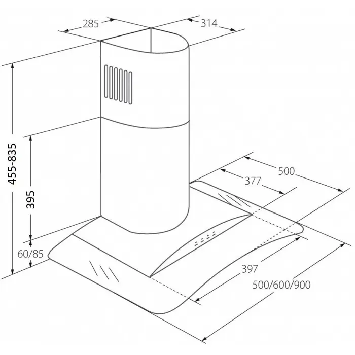 Chimney Hood Akpo WK-4 Largo Eco 60 Wall-mounted Black