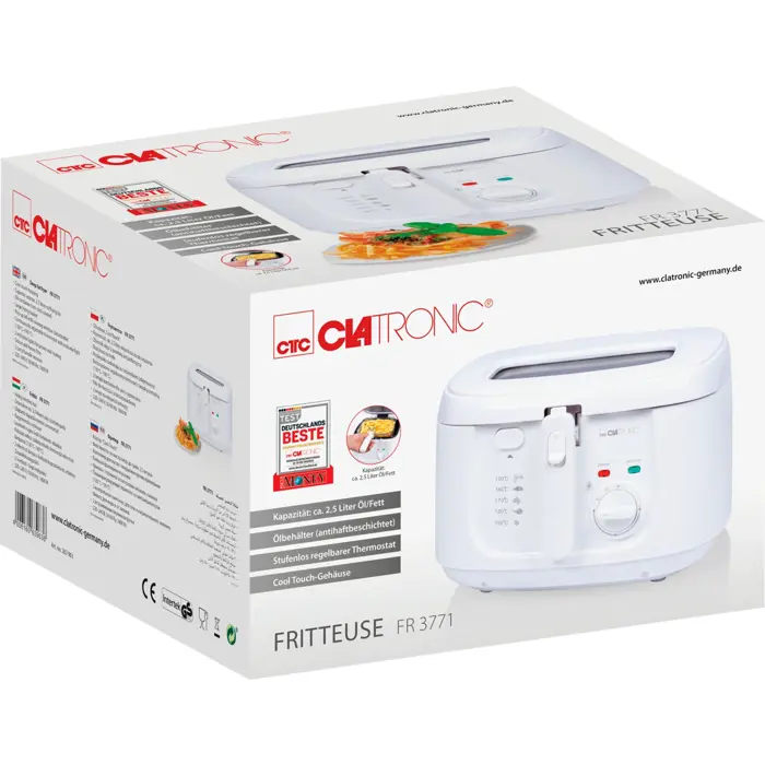Clatronic deep fryer FR 3771 (white, 1,800 watts, oil container 2.5 liters)