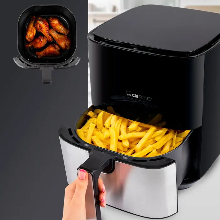 Clatronic hot air fryer FR 3782 H (black/stainless steel, 1,450 watts, basket 5 liters)