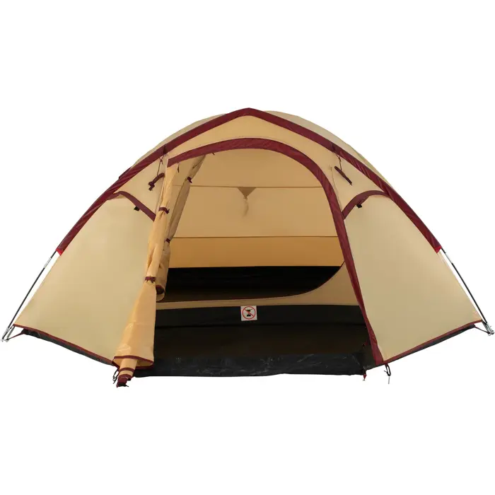 Coleman Darwin 4 Plus Summer Camping Tent 4 Person Beige Dark Red