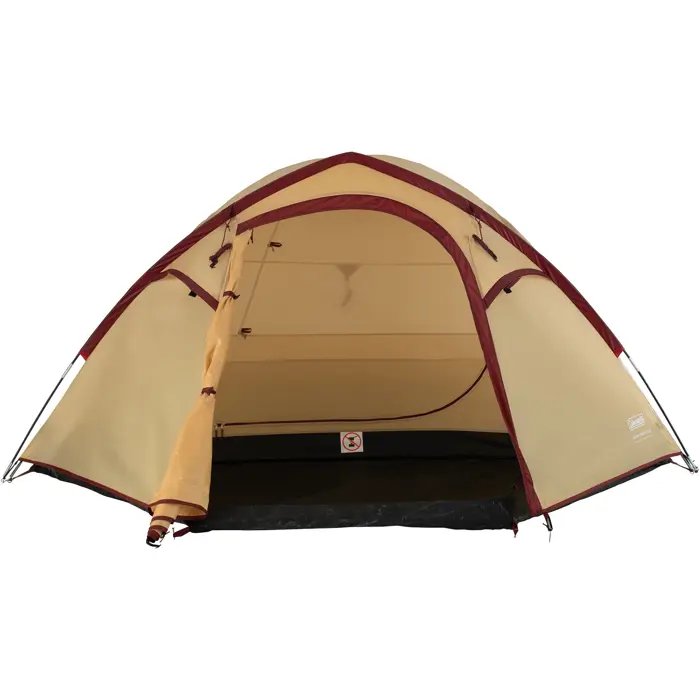 Coleman Darwin 4 Plus Summer Camping Tent 4 Person Beige Dark Red