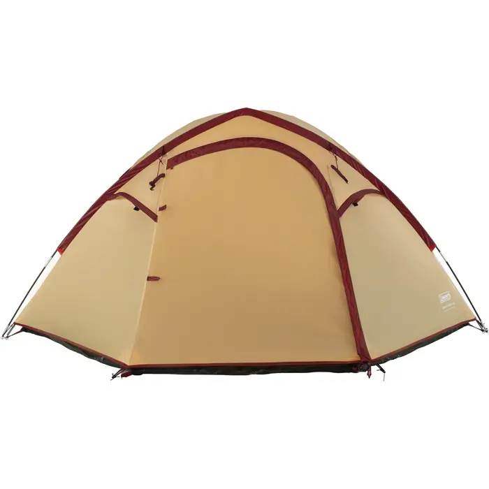 Coleman Darwin 4 Plus Summer Camping Tent 4 Person Beige Dark Red