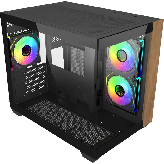 Cooler Master Elite 481 Wood (black/wood, tempered glass x 2)
