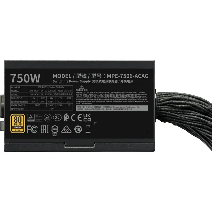 Cooler Master MWE Gold 750 V3 ATX 3.1 power supply unit 750 W 24-pin ATX Black