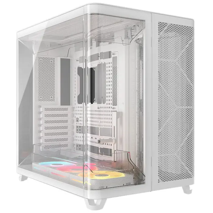 Corsair AIR 5400 LX-R LINK PC-Gehäuse, Midi Tower, Tempered Glass, RGB - white, 3x 120-mm-Lüfter inklusive-CC-9011321-WW