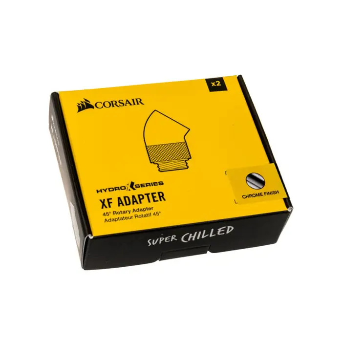 Corsair Hydro X Series Adapter 45 Grad G1/4 Zoll AG auf G1/4 Zoll IG - 2er Pack, drehbar, chrome silber-CX-9055001-WW