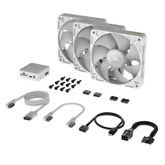 Corsair iCUE LINK RX120 RGB Series, PWM Fan 3 Pack - 120 mm, white