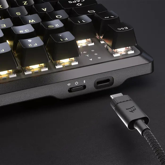 Corsair K70 Core TKL Wireless RGB Gaming-Tastatur, mechanisch, ISO (DE), MLX RED Switch - black-CH-914901E-DE