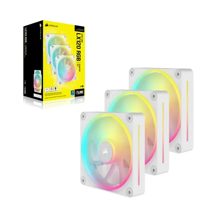 CORSAIR LĂĽfter 120*120*25 LX120 RGB iCUE Link White Triple