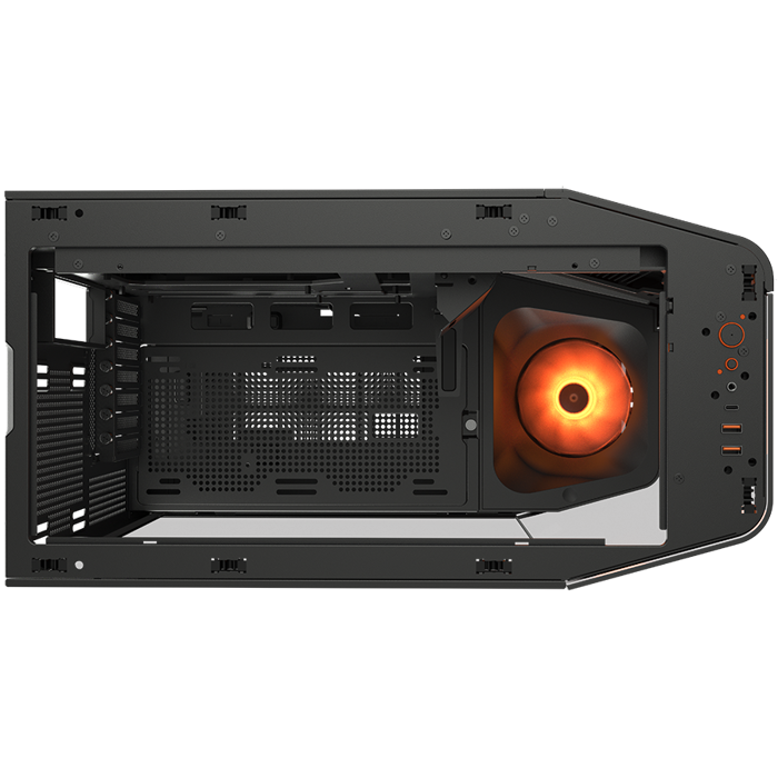 COUGAR | FV270 Black | PC Case | Mid tower / Tempered, Curved Glass Perimeter / Quick Detachable Air Filters / Up to 9 Fans (1x120mm RGB Preinstalled) / Black