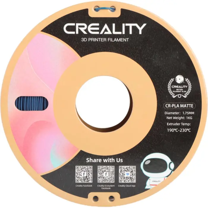 Creality CR-PLA Matte Navy Blue, 3D filament (blue, 1 kg, 1.75 mm, on roll)