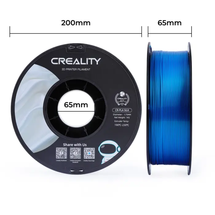 Creality CR-Silk PLA Filament Blue, 3D Filament (1 kg, 1.75 mm, on roll)