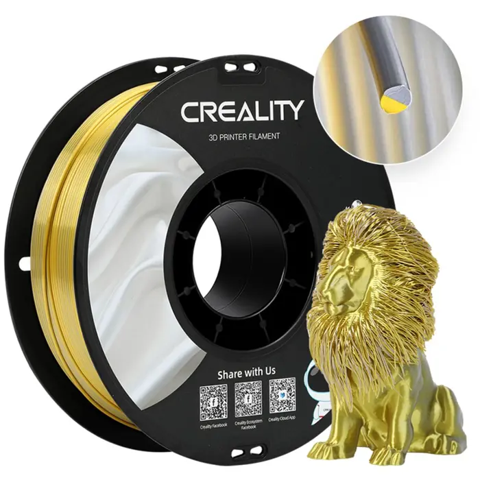 Creality CR-Silk PLA Filament Gold/Silver, 3D Filament (1 kg, 1.75 mm, on a roll)