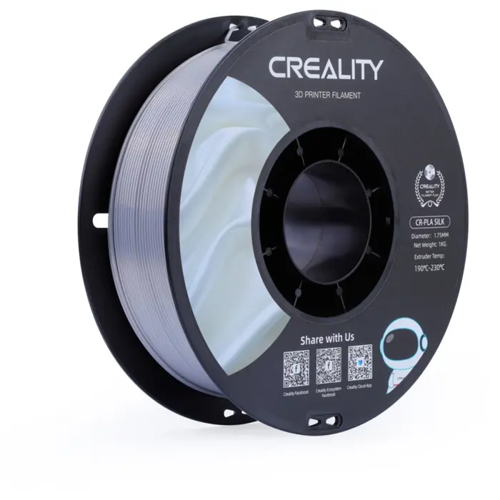 Creality CR-Silk PLA Filament Silver, 3D Filament (1 kg, 1.75 mm, on Roll)