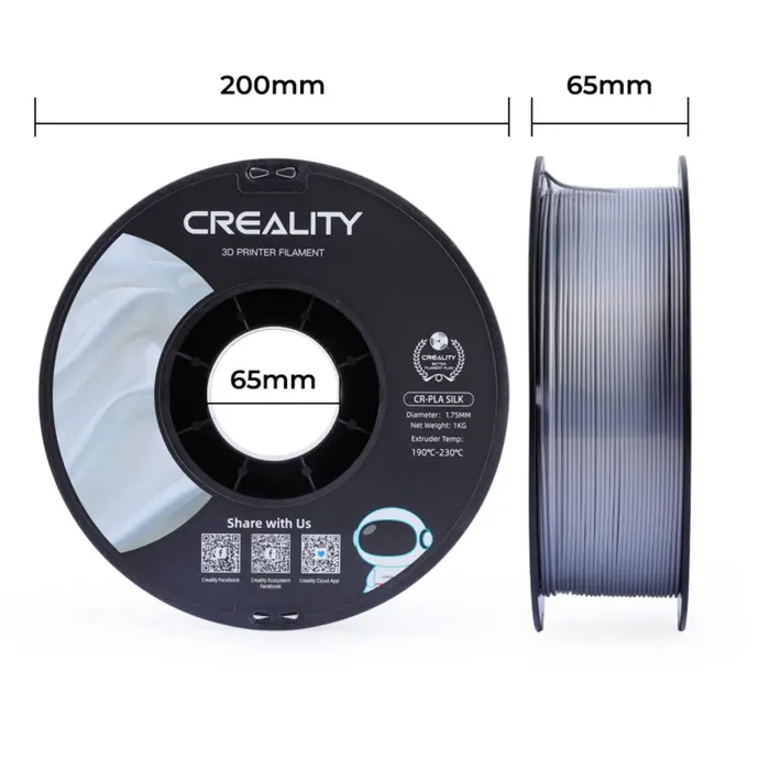 Creality CR-Silk PLA Filament Silver, 3D Filament (1 kg, 1.75 mm, on Roll)