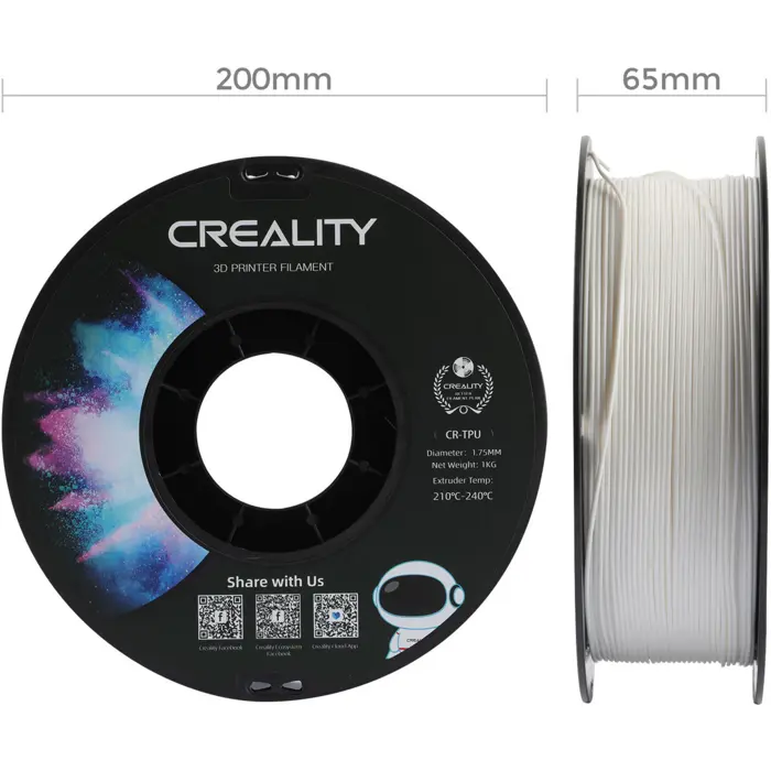 Creality HP-TPU, 3D filament (white, flexible, 1 kg, 1.75 mm, on roll)