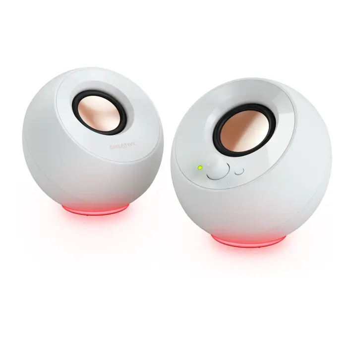 Creative Pebble SE, PC speakers (white, Bluetooth 5.3, USB-C, jack, RGB)