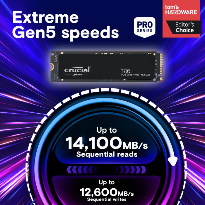 Crucial T500 4TB PCIe Gen4 NVMe M.2 SSD s hladilnikom