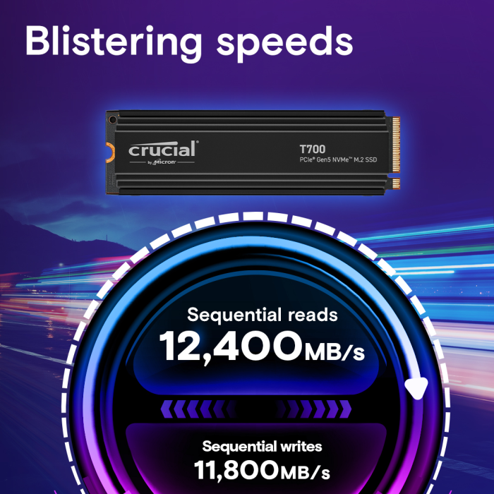 Crucial T700 4TB PCIe Gen5 NVMe M.2 SSD s hlajenjem