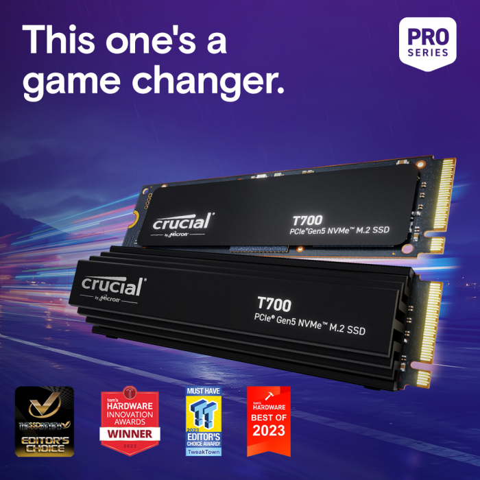 Crucial T700 4TB PCIe Gen5 NVMe M.2 SSD s hlajenjem