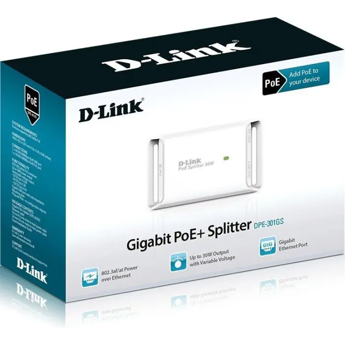 D-Link DPE-301GS PoE+ Splitter GE/30W