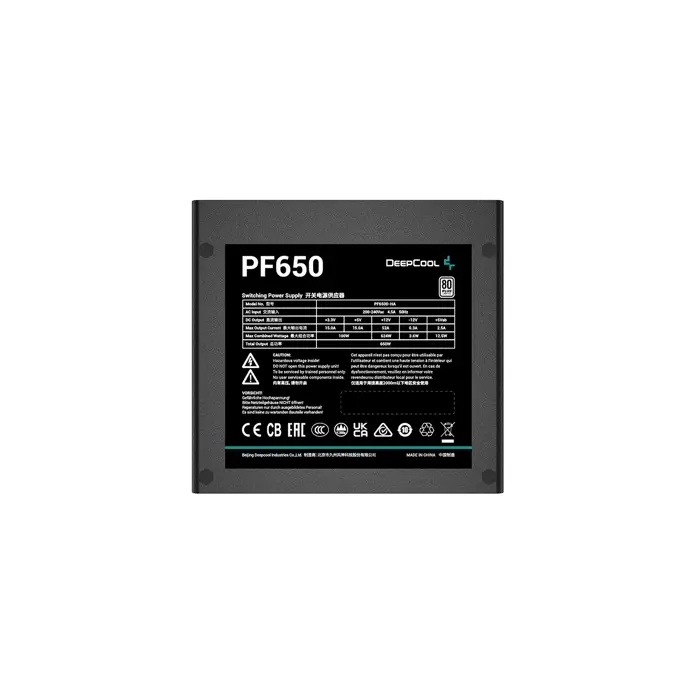 Napajanje DeepCool PF650, 650W, 80+, R-PF650D-HA0B-EU