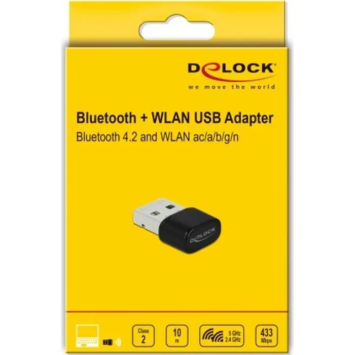 DeLOCK BT 4.2 & dual band WLAN ac / a / b / g / n - 433 Mbps USB adapter