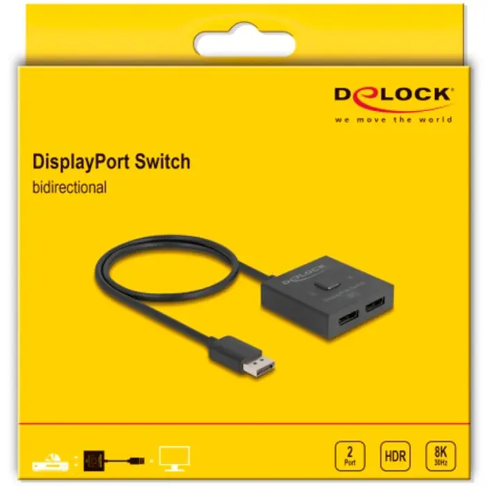 DeLOCK DisplayPort Switch 2 > 1 bidirectional 8K (black, 50cm)