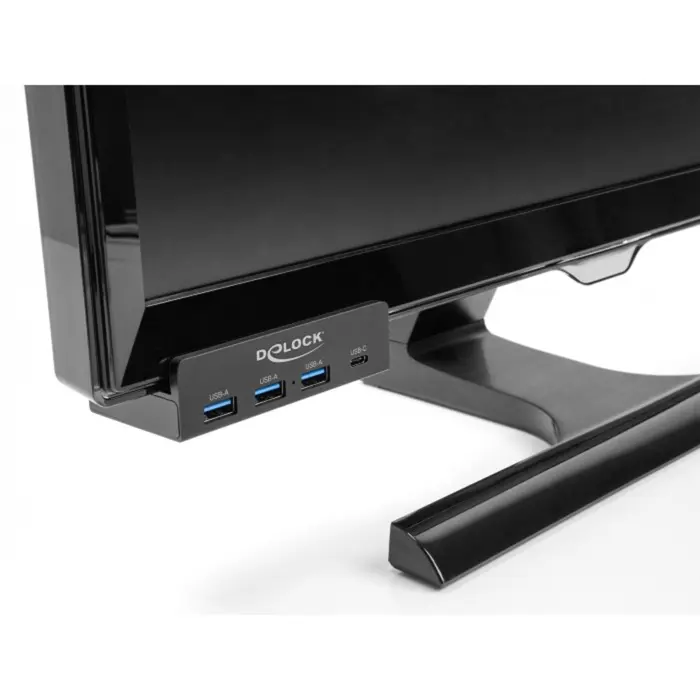 DeLOCK External USB 5 Gbps 4 Port Hub 3 x USB Type-A and 1 x USB Type-CTM with locking screw, USB Hub black