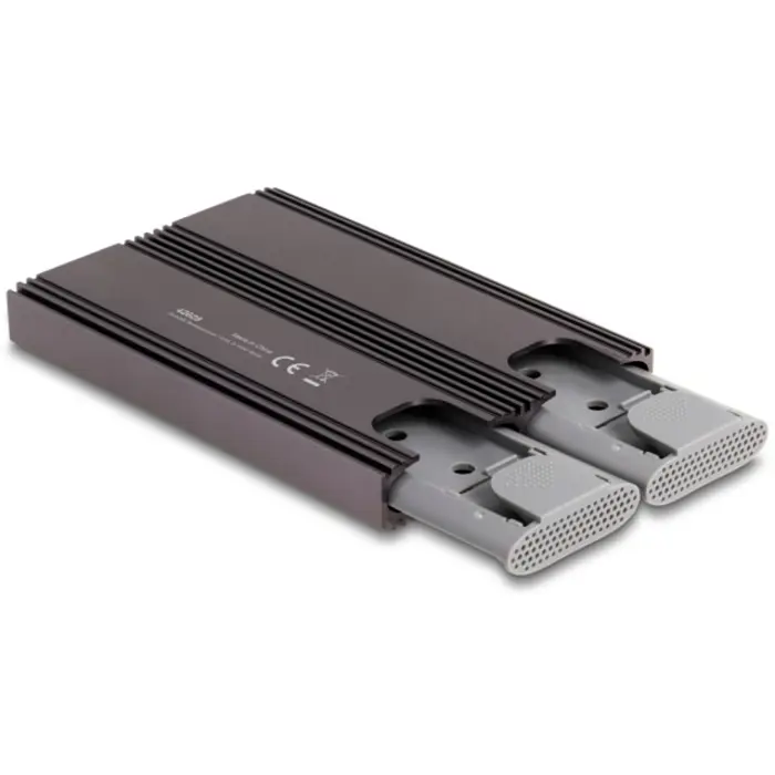 DeLOCK External USB Type-C Dual Combo Enclosure for 2 x M.2 N, Drive Enclosure grey