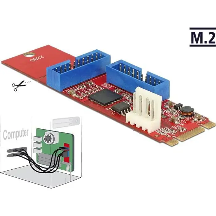 DeLOCK M.2 Key B + M male> 2 x USB 3.0 pin header, converter (converter)
