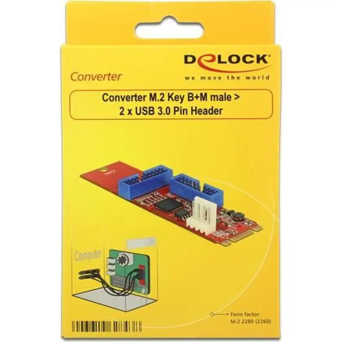 DeLOCK M.2 Key B + M male> 2 x USB 3.0 pin header, converter (converter)