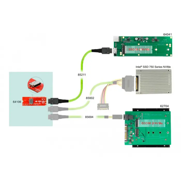 DeLOCK M.2 Key M to 1 x OCuLink SFF-8612 converter, interface card