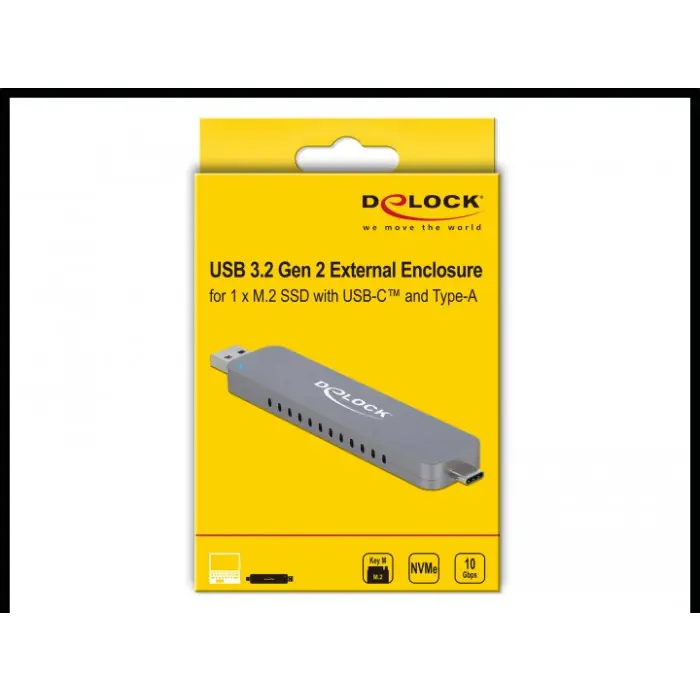 DeLOCK M.2 PCIe SSD with USB-C + Type-A St - External housing