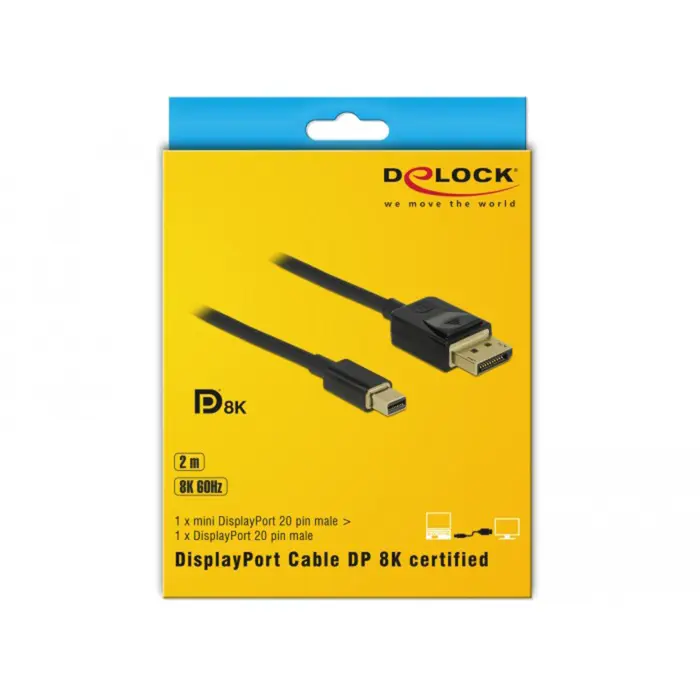DeLOCK mini DP> DP cable 8K 60Hz 2m