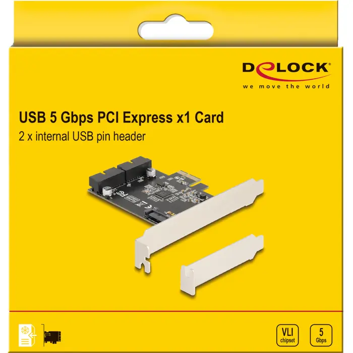 DeLOCK PCI Express x1 card to 2 x internal USB 5 Gbps header connectors