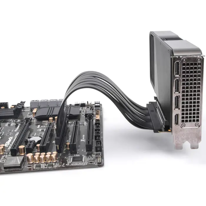 DeLOCK riser card PCI E 5.0 x16>x16 slot 90° with cable 30cm, riser card (black)