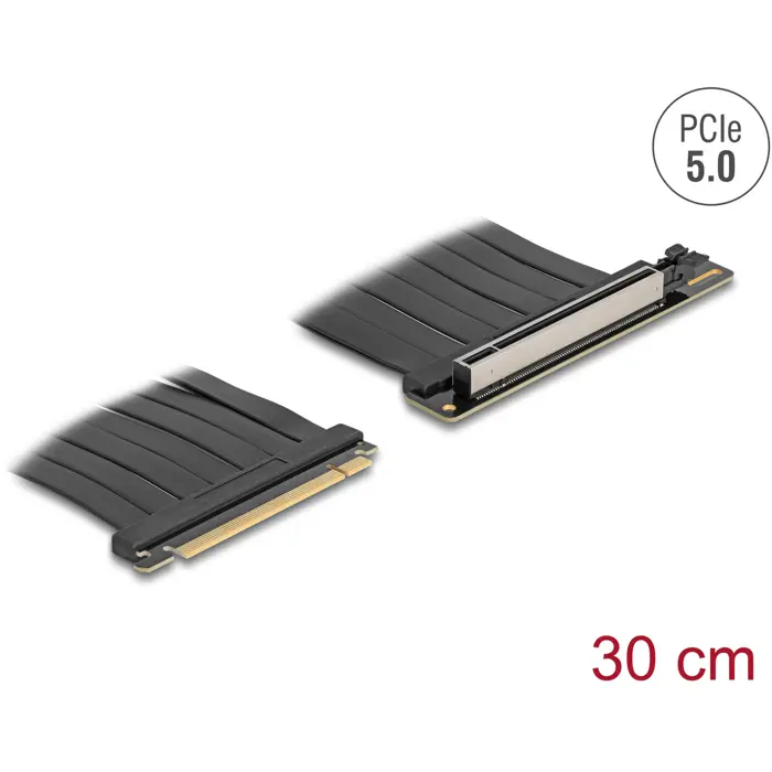 DeLOCK riser card PCI E 5.0 x16>x16 slot 90° with cable 30cm, riser card (black)